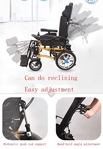 BSJZ Silla de Ruedas eléctrica Plegable Silla eléctrica Ligera para Ancianos Coche para discapacitados Ancianos Respaldo Alto Scooter portátil automático reclinable Silla