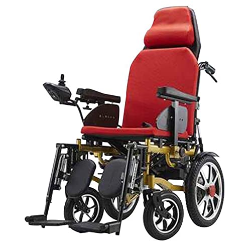 BSJZ Silla de Ruedas eléctrica Plegable Silla eléctrica Ligera para Ancianos Coche para discapacitados Ancianos Respaldo Alto Scooter portátil automático reclinable Silla