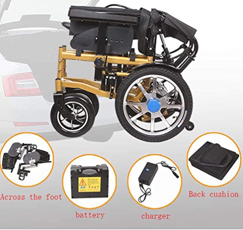 BSJZ Silla de Ruedas eléctrica Plegable Silla eléctrica Ligera para Ancianos Coche para discapacitados Ancianos Respaldo Alto Scooter portátil automático reclinable Silla