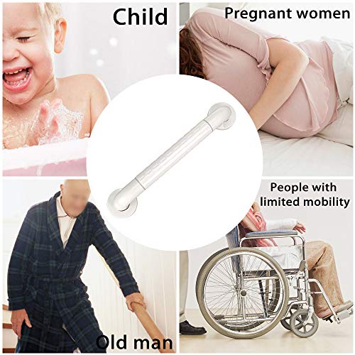 BTSKY Asa Antideslizante de Baño con Agarre Asidero de seguridad, Para Ancianos, Discapacitados, Niños y Uso Diario, Ayuda a Seguridad Ducha, Mango de Toalla, Color Blanco (16 pulgadas/40 cm)
