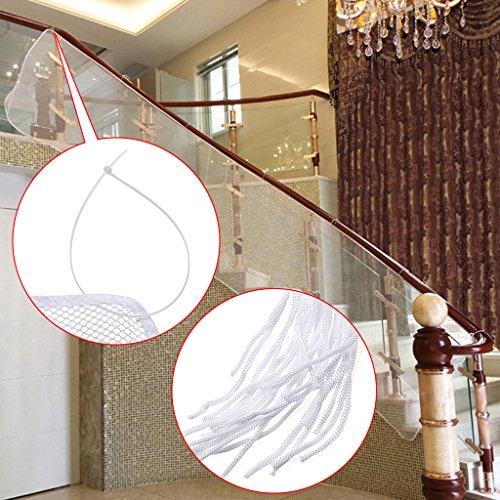 BTSKY Red de Seguridad Malla de Seguiridad Blanca para Protección a Niños y Bebés, para Fijar en las Barandillas de Escaleras y Balcones, Impermeable, Duradera Tamaño:300 x 77cm