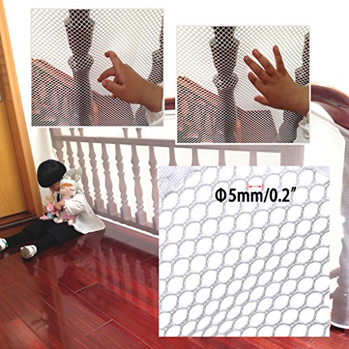 BTSKY Red de Seguridad Malla de Seguiridad Blanca para Protección a Niños y Bebés, para Fijar en las Barandillas de Escaleras y Balcones, Impermeable, Duradera Tamaño:300 x 77cm