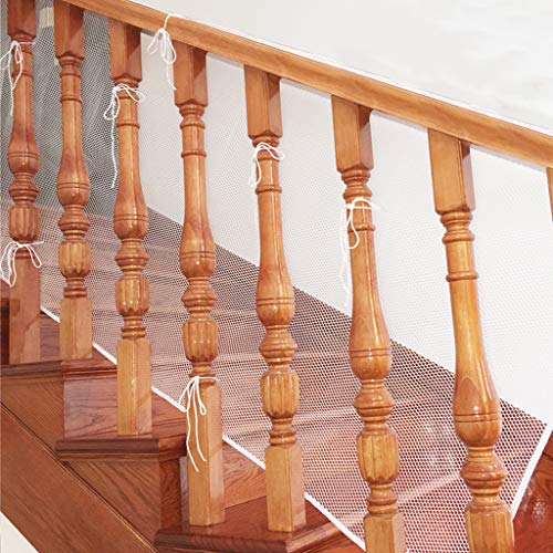 BTSKY Red de Seguridad Malla de Seguiridad Blanca para Protección a Niños y Bebés, para Fijar en las Barandillas de Escaleras y Balcones, Impermeable, Duradera Tamaño:300 x 77cm