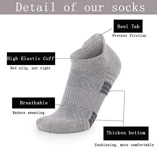 BUDERMMY Calcetines Tobilleros Hombres, 6 Pares Calcetines Deporte Hombre, Algodon Cortos Invisibles Calcetines Mujer antideslizantes acolchados Calcetines Hombres (Blanco + gris + negro, 39-42)