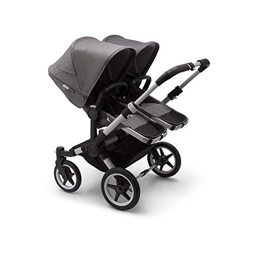 Bugaboo Donkey 3 Twin set de extensión a gemelar completo con capota y tejidos gris mélange y chasis aluminio - Te permite convertir tu Bugaboo Donkey 3 Mono en un carrito gemelar lado a lado