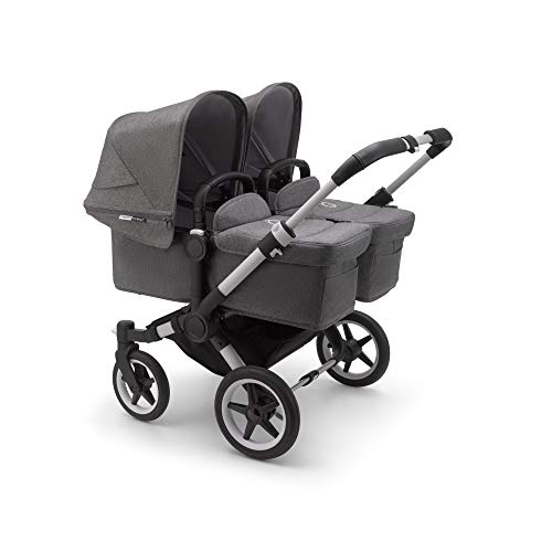 Bugaboo Donkey 3 Twin set de extensión a gemelar completo con capota y tejidos gris mélange y chasis aluminio - Te permite convertir tu Bugaboo Donkey 3 Mono en un carrito gemelar lado a lado