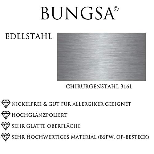 Bungsa® Anillo de mujer estrecho con 8 cristales de acero inoxidable, plata, oro u oro rosa., Acero inoxidable, Crystal,