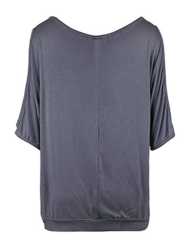 BUOYDM Mujer Casual Camiseta Manga Corta Suelto T-Shirt Tops (XL, Gris)