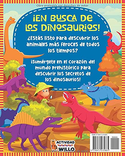 Busca y Encuentra Dinosaurios libro Educativo niños 3-6 años: Juegos de mesa de Inteligencia e Ingenio, Enigmas de logica y Rompecabezas Pasatiempos ... Regalo Busca y Encuentra 3, 4, 5, 6 años