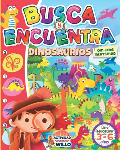Busca y Encuentra Dinosaurios libro Educativo niños 3-6 años: Juegos de mesa de Inteligencia e Ingenio, Enigmas de logica y Rompecabezas Pasatiempos ... Regalo Busca y Encuentra 3, 4, 5, 6 años