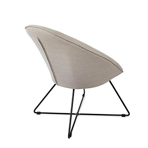 Butaca de diseño pequeña para Dormitorio Kane, símil Lino, Color Gris y Beige, cómoda, Mini sillón, Pata metálica,76x67x79 cm.