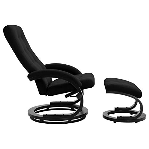 Butaca Sillón, Sillón para Salón Silla de Relax Silla Individual Sillón reclinable con reposapiés Tela Tacto de Ante Negro