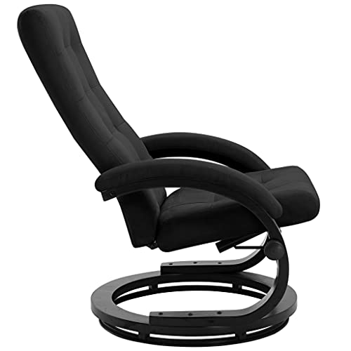 Butaca Sillón, Sillón para Salón Silla de Relax Silla Individual Sillón reclinable con reposapiés Tela Tacto de Ante Negro