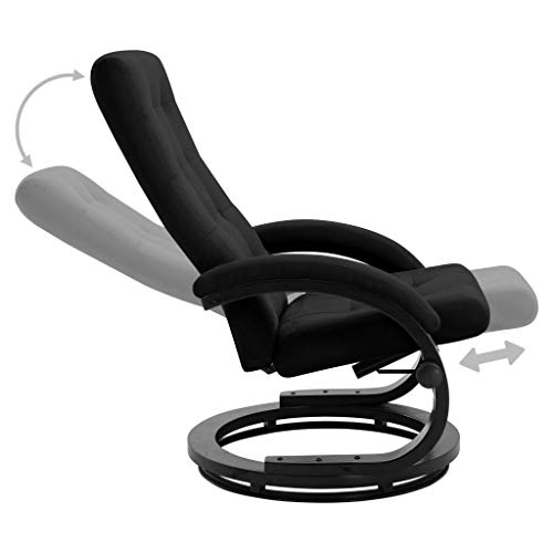 Butaca Sillón, Sillón para Salón Silla de Relax Silla Individual Sillón reclinable con reposapiés Tela Tacto de Ante Negro