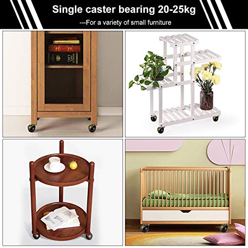 BUZIFU Ruedas Giratorias para Muebles Sin Freno 4 Ruedas para Muebles Pesados 50mm Ruedas Bronce para Muebles Vintage con Tornillos, para Baúl Antiguo, Mesa, Sofá, Armario o Jardiner, Fácil de Limpiar
