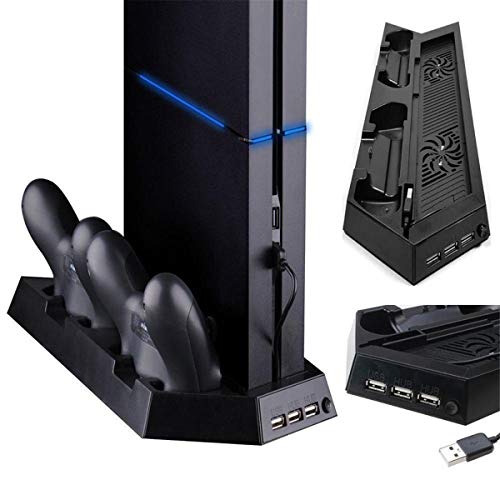 C-FUNN Dual Ventilador De Enfriamiento Vertical Soporte Estación De Carga del Controlador del Juego Cargador para Sony Playstation 4 Ps4 Gamepad