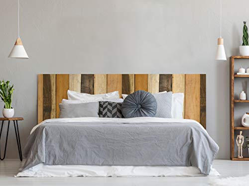 Cabecero Cama PVC Textura Antiguo Recto Vertical Madera Multicolor 150x60cm | Disponible en Varias Medidas | Cabecero Ligero, Elegante, Resistente y Económico