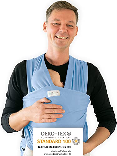Cabestrillo de matrona -Cabestrillo de bebé -Cabestrillo de bebé hasta 15 kg -Cabestrillo de bebé de 5 m de longitud -Cabestrillo de bebé con bolsa (azul claro)