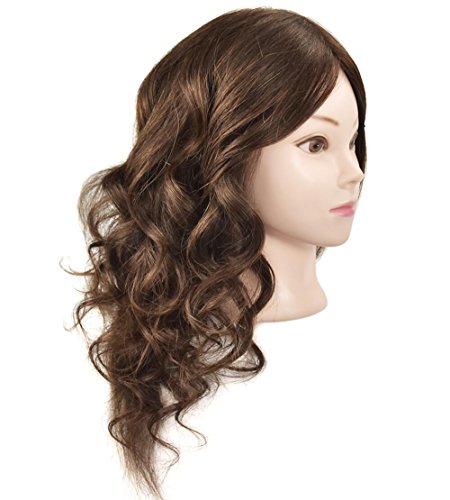 Cabeza de maniquí para formación de peluquería y cosmética, busto con cabello humano 100 %, 45,7 cm, con abrazadera de fijación