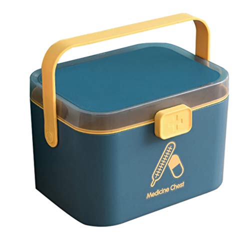 Cabilock Caja de Medicamentos de Plástico Mango del Hogar Oficina en Casa Coche Escuela Primeros Auxilios Caja Organizadora de Almacenamiento de Medicamentos 21 4 X 15 8 X 14 7 Cm