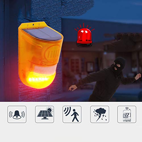 Cabilock Luz de Advertencia Solar Multifuncional Sensor de Infrarrojos Lámpara antirrobo Lámpara de precaución Luz de Alarma Exterior Exterior
