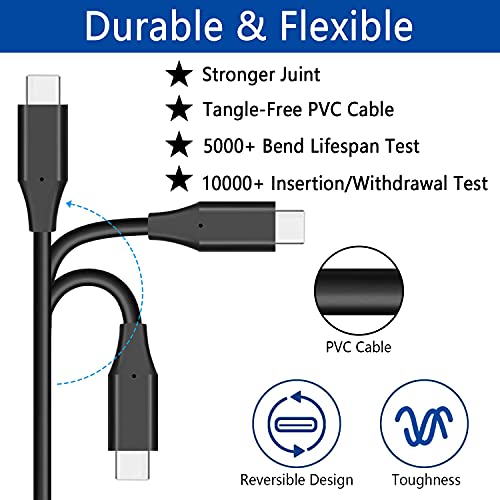 Cable de Carga PS5 Cable USB C de 3 m de Largo, Paquete de 2, Carga Rápida de 10 Pies, Compatible con Controlador PS5, Xbox Series X/S, Switch Pro, Otras Marcas de PS5, Dispositivo de Puerto Tipo C