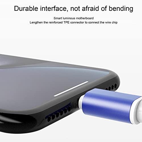 Cable de carga USB de 2.4A a tipo C, cable de carga rápida de flujo tipo C de 3.3 pies, cable de carga rápida con flujo de luz LED Cable de cargador USB C, diseño de flujo dinámico de metal(Azul)