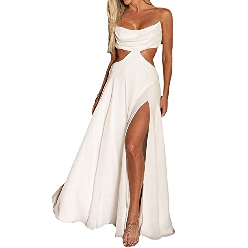 CAICAIL Vestido De Tirantes con Falda De Playa Dividida Sexy para Mujer/Vestidos Largos Ajustados Divididos para Mujer,S