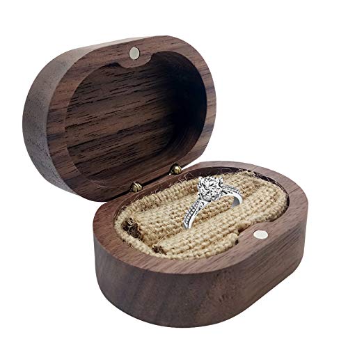 Caja de Madera para Anillo, Joyero Caja de Anillo con Soporte Para Anillo y Cojín Para Compromiso de Propuesta de Boda