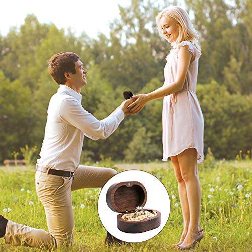 Caja de Madera para Anillo, Joyero Caja de Anillo con Soporte Para Anillo y Cojín Para Compromiso de Propuesta de Boda
