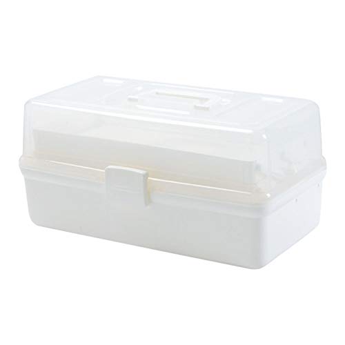 Caja de Medicamentos - Caja de Plástico para Primeros Auxilios, Contenedor Multicapa con Asa, apto para Casa, Oficina, Coche, 31 x 18 x 16 cm, Blanco