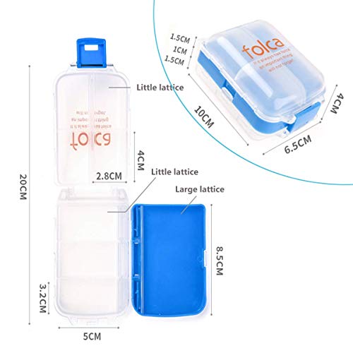 Caja De Píldoras,Saijer Pastillero Pequeño con 8 Compartimentos Caja De Pastillas Portátil Ideal Para Viajar Azul Blanco Naranja 6 PCS Organizador de Pastillas