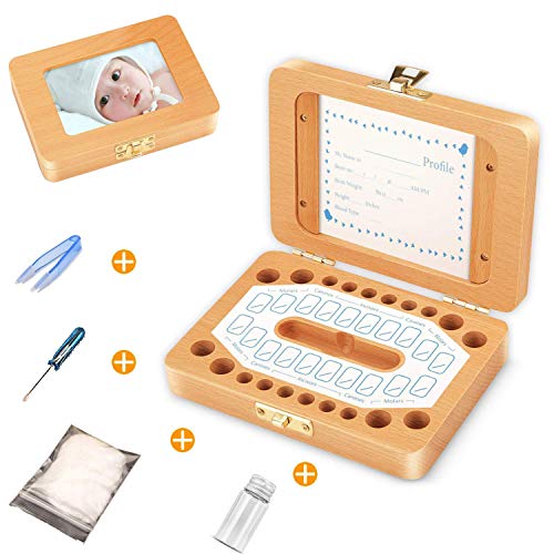Caja Dientes Leche, Caja para Guardar Dientes para Niños y Niñas, Regalo para Niños en Madera de Souvenir, Acumulación de Dientes