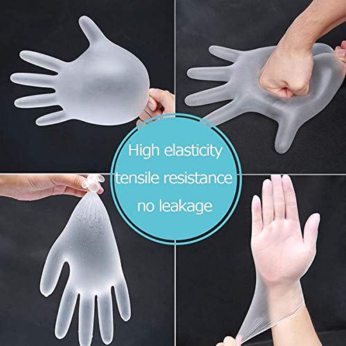 Caja Grande de 100 Guantes Desechables Transparente Guantes de Vinilo Guantes de Látex sin Polvo Limpieza Guantes Sanitarios (L)