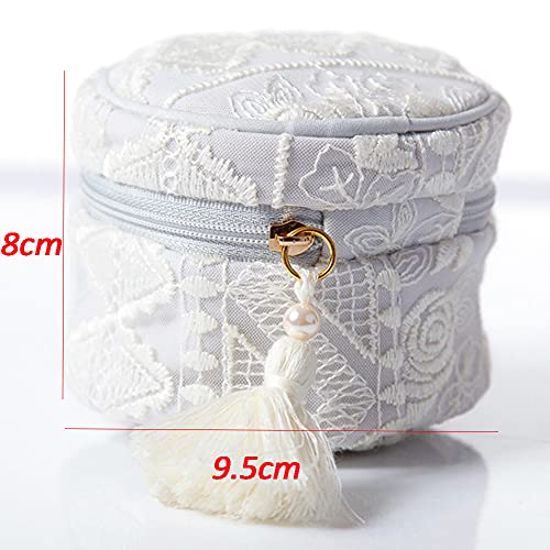 Caja para Joyas,joyero Caja,Caja joyerías,Bolso cosmético de la joyería del bordado de lana hecho a mano,a prueba de polvo Alta capacidad,Jewelry Organizer para Mujer,Pendientes,Pulseras y Collares