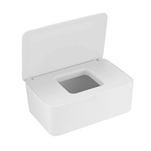 Caja para Toallitas Húmedas, Toallitas Dispensador, Caja de Servilletas, Dispensador de Toallitas Pañal Caja, Caja de Almacenamiento para Tejidos de Bebé - Blanco