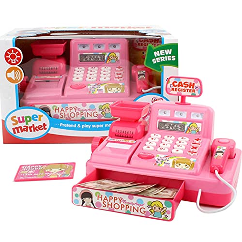 Caja registradora para niños, caja registradora para juegos de simulación, juguetes de simulación para casitas con efectos de luz y sonido, desarrollo de habilidades cognitivas tempranas, mayores de 3