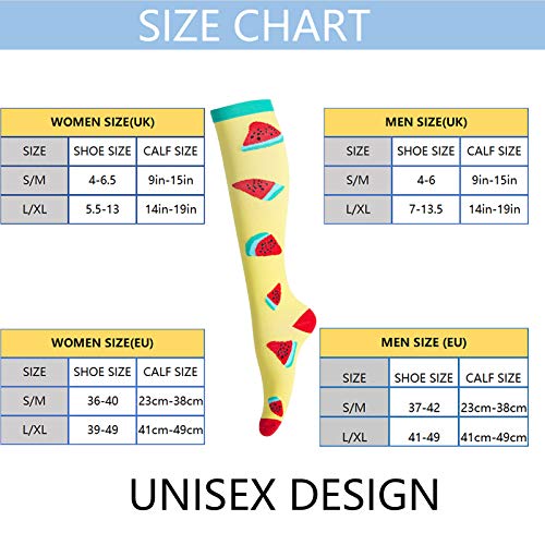 Calcetines de compresión para Hombres y Mujeres (6 Pares), Tubo Largo Antideslizante, Ideales para Correr, enfermería, Senderismo, Viajes y vuelos, Calcetines de 20 a 30 mmHg