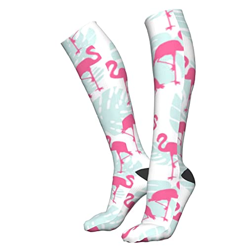 Calcetines de compresión/medias para hombres y mujeres, hojas de palma verde medias médicas para deportes corriendo fascitis plantar, enfermeras, espinilleras diabéticas