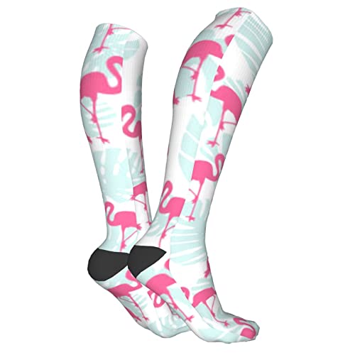 Calcetines de compresión/medias para hombres y mujeres, hojas de palma verde medias médicas para deportes corriendo fascitis plantar, enfermeras, espinilleras diabéticas