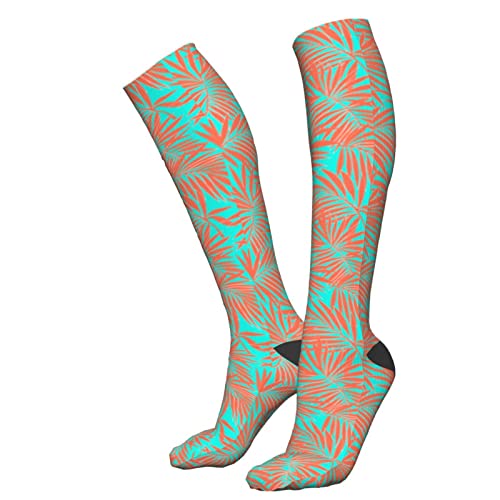 Calcetines de compresión/medias para hombres y mujeres, medias médicas exóticas de hojas de palma para deportes, correr, fascitis plantar, enfermeras, espinilleras diabéticas