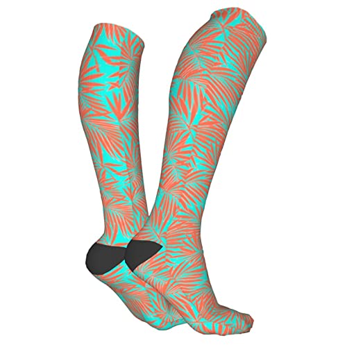 Calcetines de compresión/medias para hombres y mujeres, medias médicas exóticas de hojas de palma para deportes, correr, fascitis plantar, enfermeras, espinilleras diabéticas