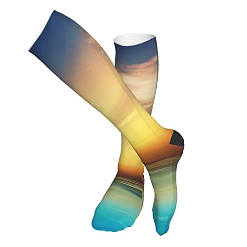 Calcetines de compresión/medias para hombres y mujeres, rayos del sol dentro de las palmas de coco medias médicas para deportes corriendo fascitis plantar, enfermeras, espinilleras diabéticas