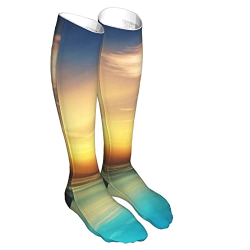 Calcetines de compresión/medias para hombres y mujeres, rayos del sol dentro de las palmas de coco medias médicas para deportes corriendo fascitis plantar, enfermeras, espinilleras diabéticas