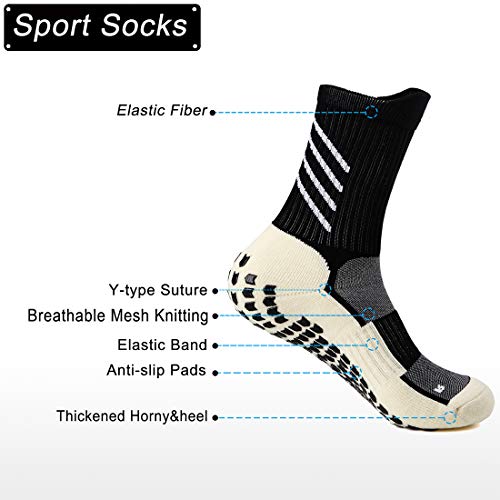 Calcetines deportivos antideslizantes para hombres y mujeres antideslizantes fútbol calcetín baloncesto béisbol yoga correr senderismo senderismo trekking negro Grande