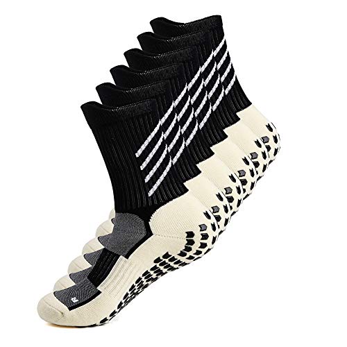 Calcetines deportivos antideslizantes para hombres y mujeres antideslizantes fútbol calcetín baloncesto béisbol yoga correr senderismo senderismo trekking negro Grande