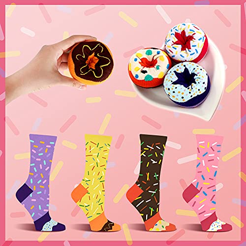 Calcetines Donuts Mujer Niñas Divertidos - Personalizados Originales Dibujos Estampados Graciosos Frikis Colores Arte Comida - Regalos Originales Navidad Cumpleaños para Mujer Joven Chicas Jovenes