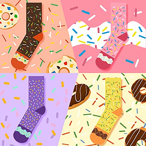 Calcetines Donuts Mujer Niñas Divertidos - Personalizados Originales Dibujos Estampados Graciosos Frikis Colores Arte Comida - Regalos Originales Navidad Cumpleaños para Mujer Joven Chicas Jovenes