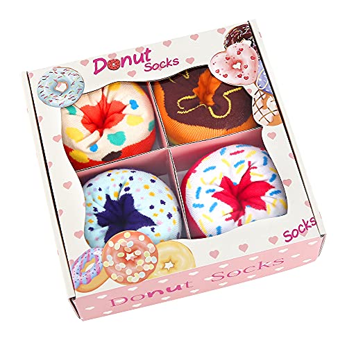 Calcetines Donuts Mujer Niñas Divertidos - Personalizados Originales Dibujos Estampados Graciosos Frikis Colores Arte Comida - Regalos Originales Navidad Cumpleaños para Mujer Joven Chicas Jovenes