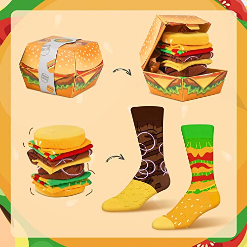 Calcetines Hamburguesa Hombre Divertidos - Personalizados Originales Dibujos Estampados Graciosos Frikis Colores Arte Comida - Regalos Originales Navidad